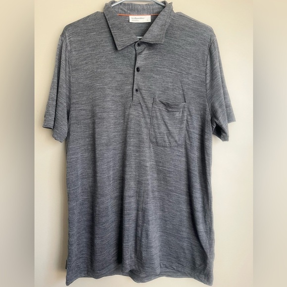 Mens Icebreaker Drayden SS Polo Size Large Merino Wool - Picture 1 of 5
